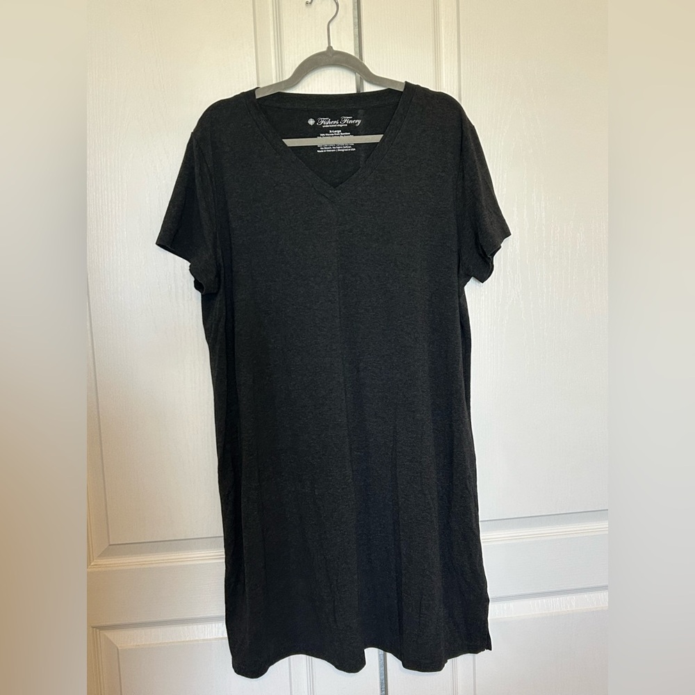 Fishers Finery Jersey Sleep Shirt Nightgown Pajama Dress XL Heather Gray